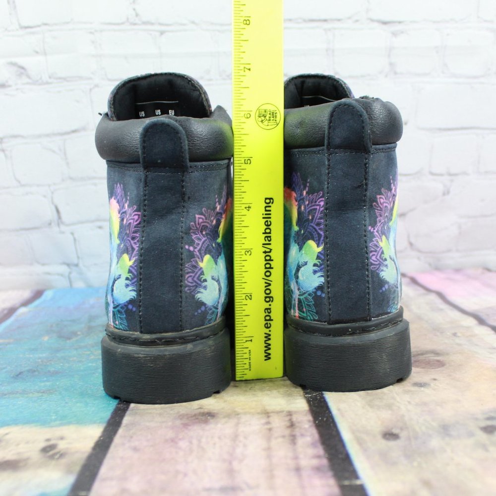 Hi-Top Black Unicorn Ankle Boots Size 7 - Picture 8 of 9